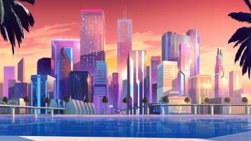 Wallpaper 4k Moonbeam City Buildings Minimalist