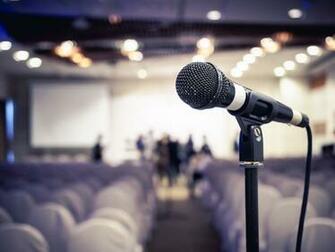 Microphone In Conference Seminar Room Event Background