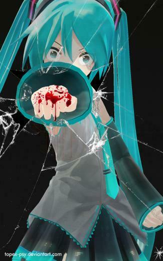 Mmd Hatsune Miku Punch Broken Glass Wallpaper By Topex Psy On