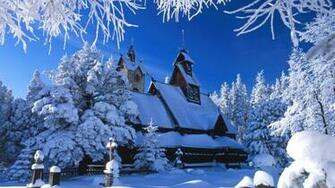Beautiful Sceneries Of Nature Snow Covered Houses And