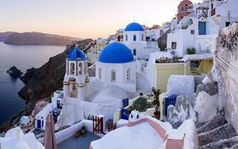 Wallpaper Oia Santorini Greece Sea Houses Multi