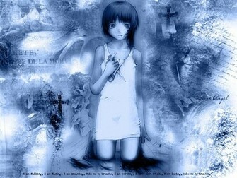 Lain Iwakura Kneeling Wallpaper Cross Scissors