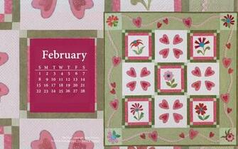 Quilt Calendar Computer Wallpaper February Books