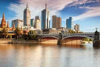 Melbourne Skyline Wallpaper Mural Wallsauce Us