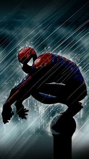 Spiderman In The Rain iPhone Wallpaper