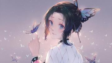 Wallpaper Shinobu Kocho From Kimetsu No Yaiba
