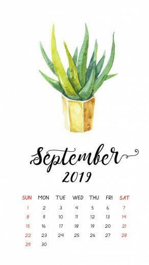 Watercolor Cactus Calendar For September Premium Vector