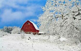 HD Red Barn In Winter Wallpaper
