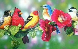 Birds On Spring Branch Pretty Bird Art Beautiful