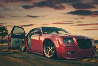 Wallpaper Chrysler C300 Car Red Road Sunset