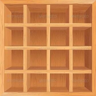 Empty Wooden Bookshelf Shelves Background