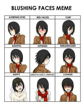 Blushing Meme Feat Mikasa Ackermann By Littlecheerfuly