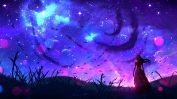 Desktop Wallpaper Art Landscape Night Anime Girl Original HD