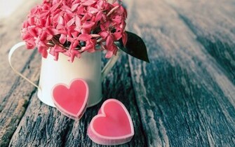 Pink Hearts Love Vase Flowers X Close