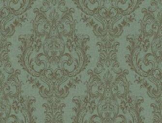 Brown Green Detailed Damask Wallpaper Traditional