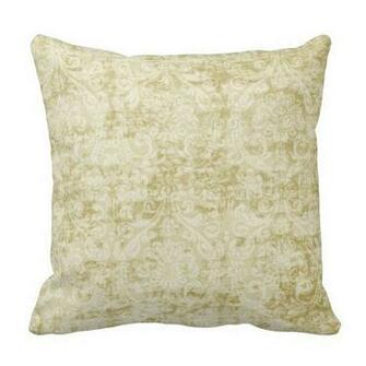 Cream Colored Damask Floral Wallpaper Pattern Throw Pillows
