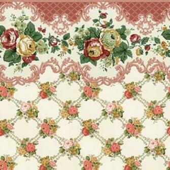 Dollhouse Wallpaper Victorian Rose In Salmon