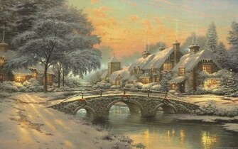 Thomas Kinkade Wallpaper Art Painings Desktop