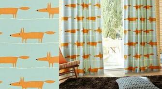 Scion Melinki One Mr Fox Sky Tangerine And Chalk Pattern