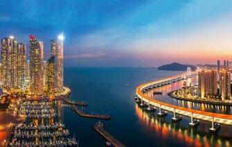 Wallpaper Sea Sunset Bridge Building Port Night City