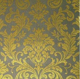 Europe Gold Glitter Non Woven Damask Floral Wallpaper Living Room Wall