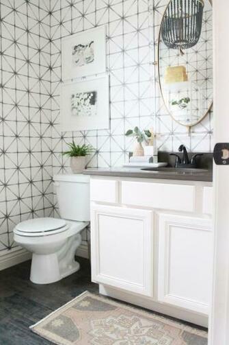 One Room Challenge My Home Bathroom Wallpaper Modern