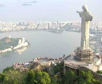 Christ The Redeemer Statue Wallpaper With Night Evening Aerail