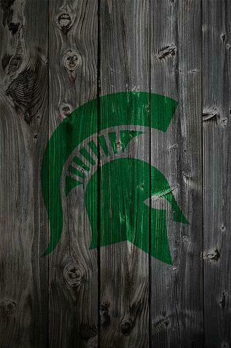 Michigan State Spartans Alternate Logo Wood iPhone Background A