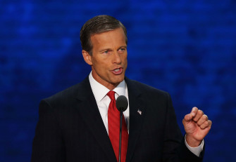 John Thune With Dark Blue Wallpaper