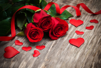 Heart Ribbon Red Flower Rose Holiday Valentine Wallpaper