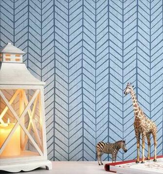 Newroom Wallpaper Children Kids Blue Fishbone Pattern Non