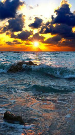 Wallpaper Sea Surf Sunset Stones Ssgg Ocean