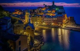 Wallpaper Italy Liguria Home Vernazza Night City Cinque Terre