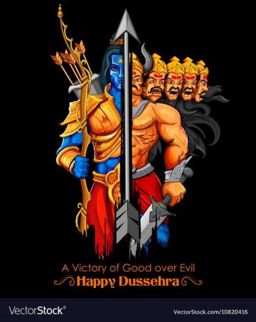 Lord Rama And Ravana In Dussehra Navratri Festival Symbols Of