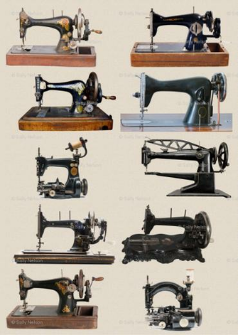 Vintage Sewing Machine Wall Wallpaper Nanna Spoonflower