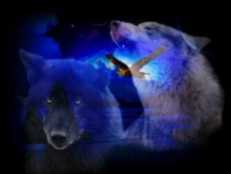 Wolf Spirits Abstract Clouds Colours Dogs Eagle Fantasy Flying