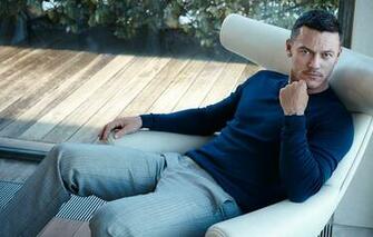 Wallpaper Luke Evans Actor Sitting Chair Sweater