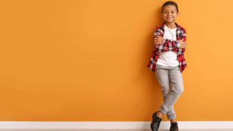 Stylish Boy On Orange Wallpaper