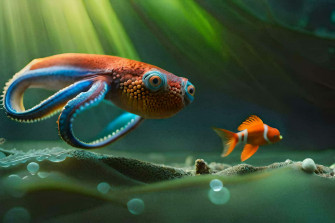 Underwater Marine Life Octopus Clownfish Wallpaper