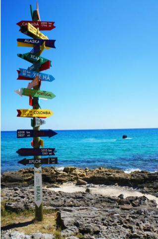 Colorful And Creative Places Signals At Xcaret Park Beach