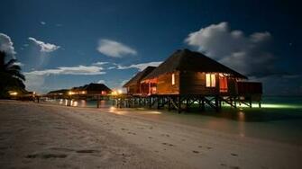 Beach Houses At Night Desktop Pc And Mac Wallpaper Pictures