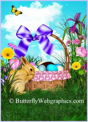 Easter Bunny Background And Basket Tubes