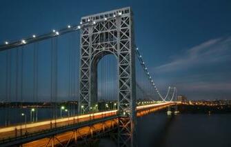 Wallpaper Night The City River New York George Washington