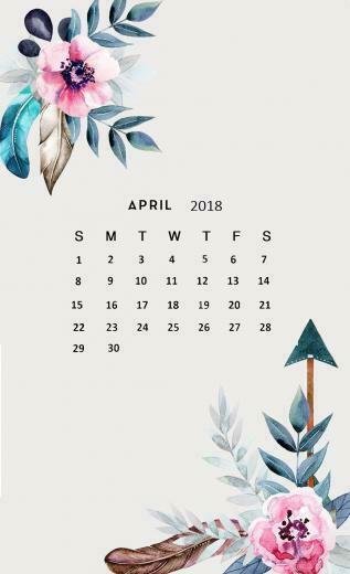 Floral April iPhone Calendar Wallpaper In The Background