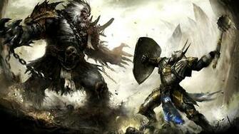 Knight Fighting The Monster Wallpaper