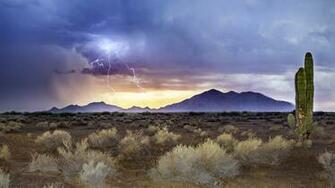 Wallpaper Arizona Monsoon Sunset Lightning Sandstorm