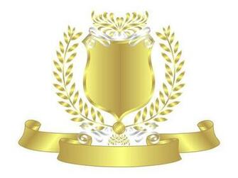 Gold Shield White Ribbon Blank With