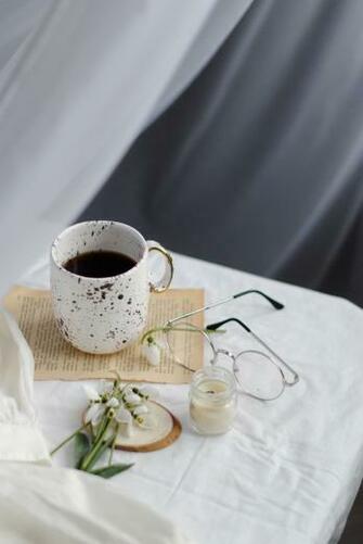 Wallpaper Spring Coffee Flowers White
