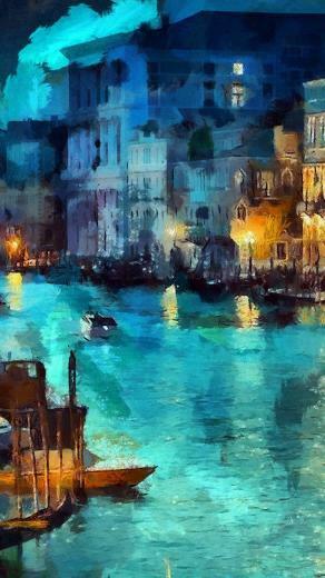 Art Classic Painting Water Lake Night Blue iPhone Plus