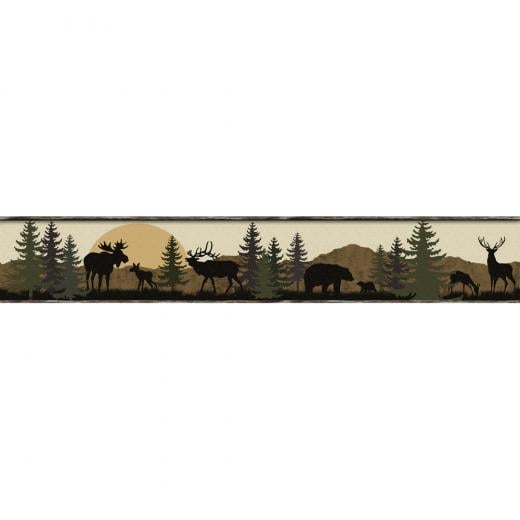 Wildlife Scenic Silhouette Wallpaper Border